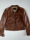 Massimo Dutti Leather Jacket – Cognac Brown (Women's)(S)