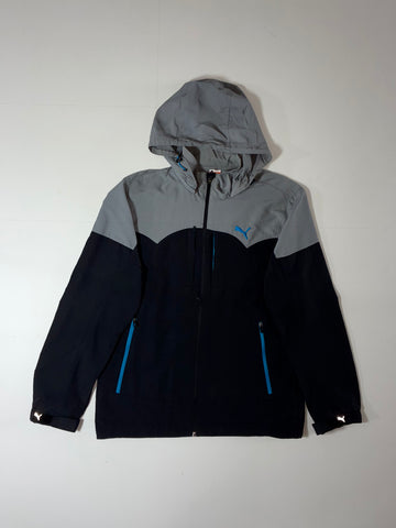 Puma Sport Lifestyle Colourblock Hooded Technical Jacket – Grey/Black (M)