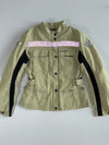 Vintage Dainese Women’s Khaki Textile Moto Jacket – Iridescent Reflective Stripe Paded (XS)