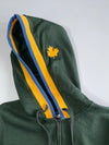 Roots Canada Beaver Logo Full-Zip Hoodie – Forest Green with Gold & Blue Hood (M)