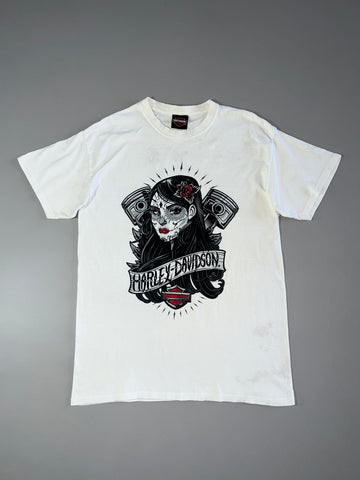 Harley-Davidson Sugar Skull Day of the Dead White Graphic Tee (S)