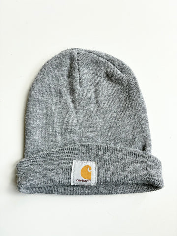 Vintage Carhartt Heather Grey Cuffed Knit Beanie (H-11.5 inches/W-18)