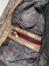 Andrew Marc Leather Bomber Jacket – Brown – Striped Rib Collar – (XL)