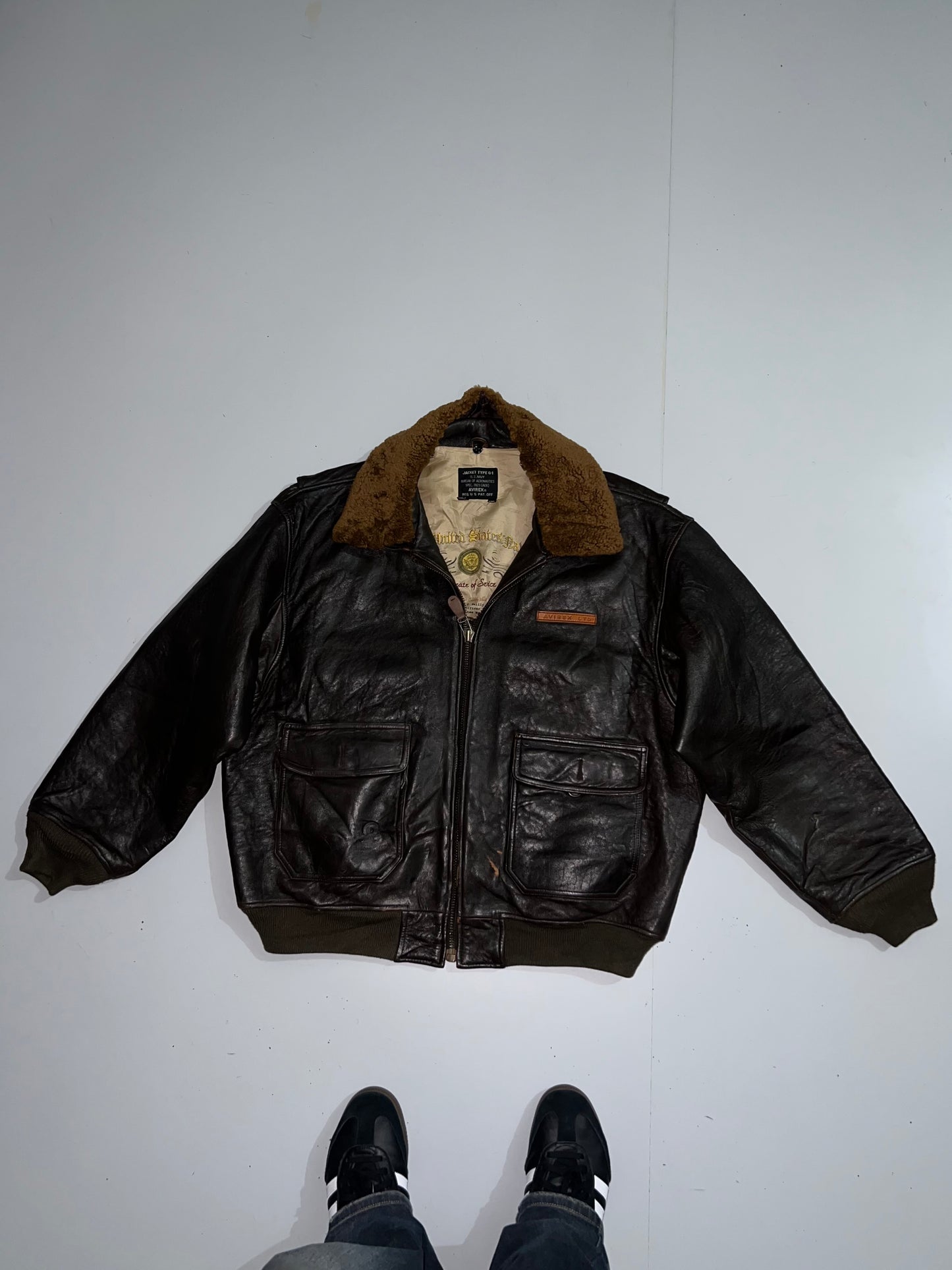 !                     Rare Vintage Avirex G-1 U.S. Navy Leather Flight Original leather Jacket (2XL/3XL)