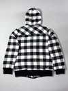 Base Control Buffalo Check Quilted Hooded Jacket – Black/White -(S)