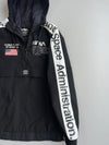 NASA x Pull&Bear Black Hooded Anorak Windbreaker with “National Aeronautics and Space Administration” Sleeve Tape (XS/S)