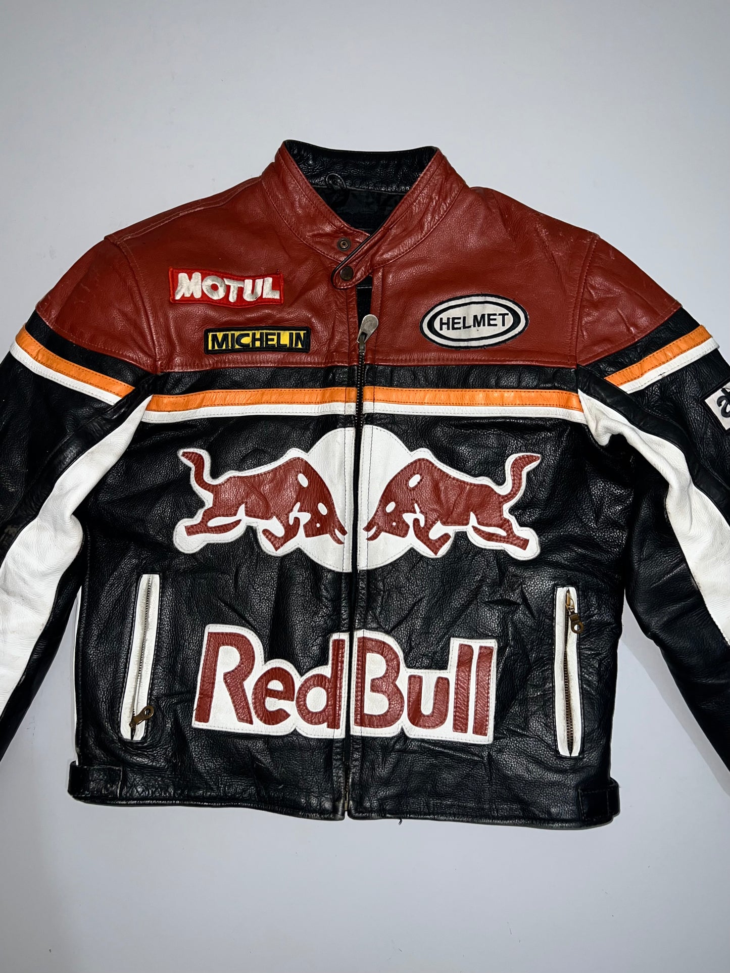 ZVintage Red Bull Genuine Leather Racing Jacket Streetwear (SUPER RARE) (M)