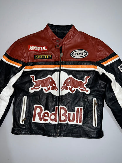 ZVintage Red Bull Genuine Leather Racing Jacket Streetwear (SUPER RARE) (M)