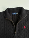 Polo Ralph Lauren Black Cable Knit Full Zip Sweater (XL)