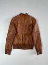 Amaze Brown Leather Multi-Pocket Bomber Jacket (S)