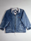 Vintage 90s NFL Pro Line by Apex One Flannel Lined Denim Jacket – Light Wash (XL)