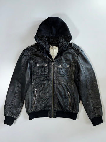 Tom tailor Premium Original Leather Jacket (Detechable hood) (L)