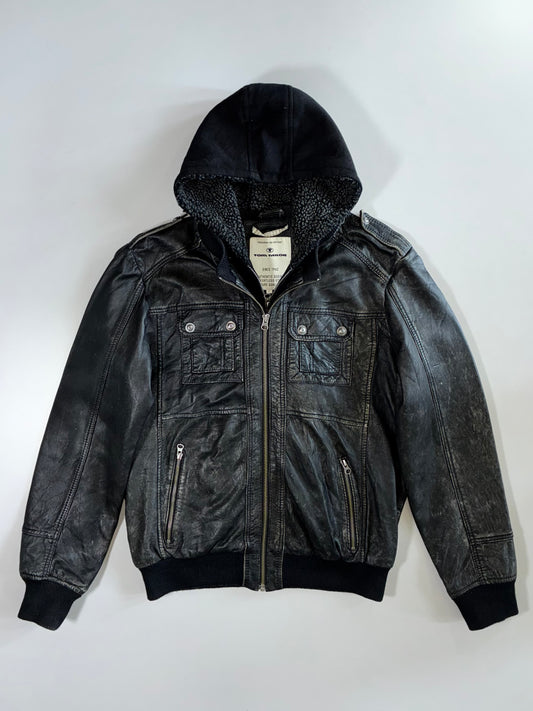 Tom tailor Premium Original Leather Jacket (Detechable hood) (L)