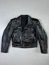 Cropped Belted Biker Leather Jacket  (S)