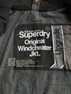 Vintage Superdry Black Grey Fleece Lined Windcheater Jacket (XL)
