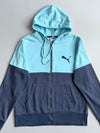 Puma | Sky Blue & Slate Colorblock Zip Hoodie | (M)