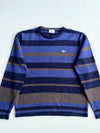 Lacoste Striped Wool Knit Crewneck Sweater – Blue/Brown (S)