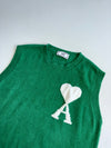 AMI Paris Ami de Coeur Green Knit Sweater Vest(S)
