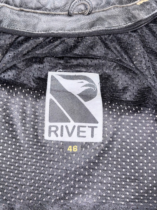 Vintage Rivet’s Pure Genuine Leather Racing Jacket With Carbon Fibre Protection (XL)