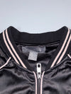 Suzy Shier Black Satin Embroidered Bomber Jacket (S/M)