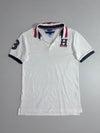 Tommy Hilfiger White "H" Crest Polo T-Shirt with Striped Collar – Youth (XXS)