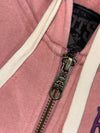 Roots Athletics | Pink Script Sleeve Zip-Up Hoodie (XS)