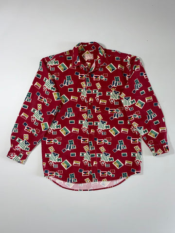Big Train Western Style All-Over Print Shirt - Maroon (L/XL)