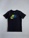 Nike Futura Doodle Print Graphic Tee — Black/Yellow/Blue (XS)