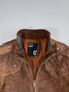 Solid Distressed Leather Jacket (M)