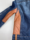 Y2K Dark Wash Denim Moto Jacket with Leather Patch Women’s (Xs)