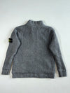 Stone Island Grey Ribbed Knit High Neck Button-Up Cardigan with Compass Badge (L)