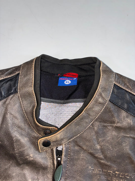 Rider-Tec Distressed Leather Racing Moto Jacket(Xl)
