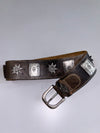 Vintage Bavarian Trachten Genuine Leather Belt with Silver Edelweiss & Concho Hardware (W-34 To 38)