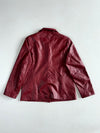 Fashcre Italy Mode Oxblood Red Leather Button-Up Jacket,Women’s (S)