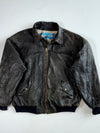 Vintage Va Bene Black Leather Bomber Jacket (2XL)