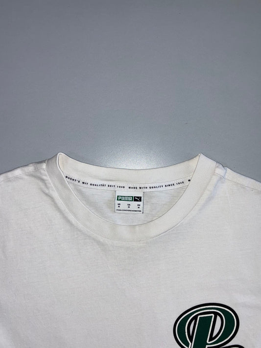 Puma | Graphic Logo Tee | Off-White/Green (L)