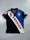 Geographical Norway | “America” Colorblock Polo | Black/Blue/White (M)