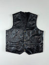 Vintage Patchwork Leather Vest – Black (S/M)