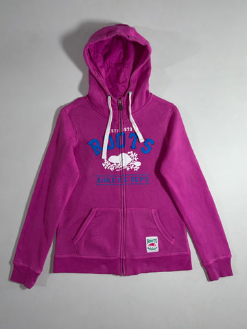 Roots Magenta Athletic Dept. Est. 1973 Zip-Up Hoodie with Chenille Logo (S)