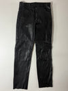 Vintage Black Real Leather 5-Pocket Straight Pants (W:34)(L:44)