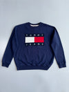 Tommy Jeans Flag Crewneck Sweatshirt | Navy Blue | Big Logo(M)