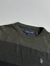U.S. Polo Assn. Colour-Block Striped Knit Sweater – Olive/Grey(S)