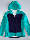 Salomon Colorblock Geometric-Lined Hooded Shell Jacket Teal Navy (M)