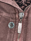 Rebel Spirit Military Zip Jacket with Embroidered Lion – Washed Brown (L)