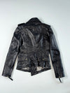 Women’s Black Asymmetric Zip Leather Biker Jacket (XS)