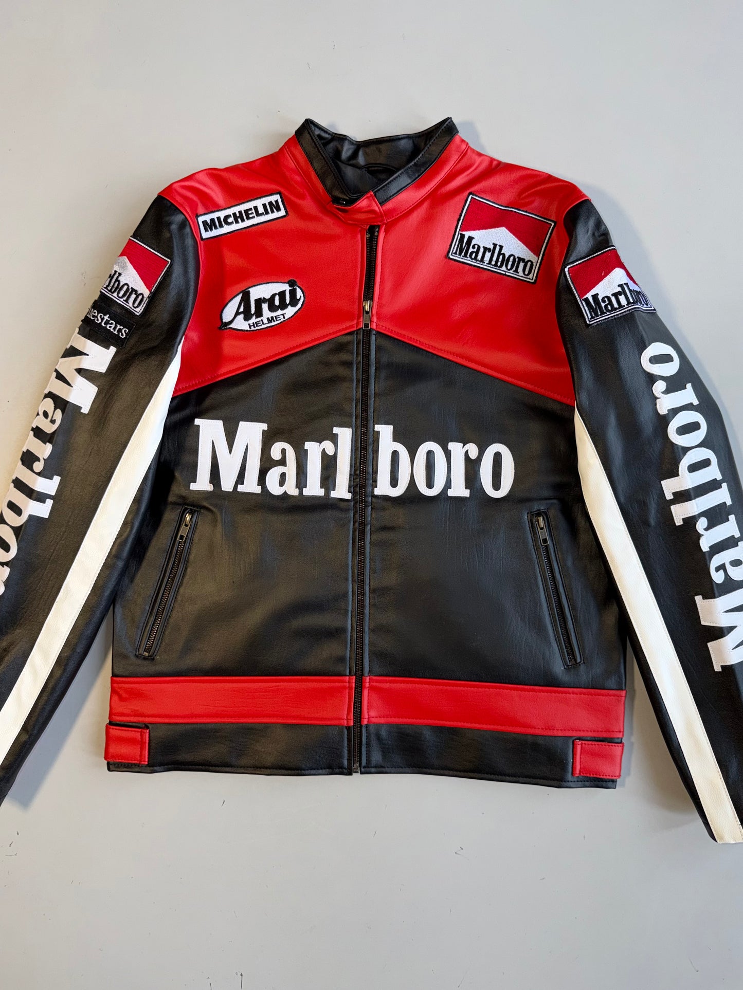 !                          Ultra Premium Marlboro Brand New Leather Racing Jacket (S/M)
