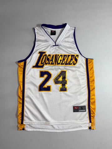 LA Lakers #24 Basketball Jersey  White Gold Mesh (M)