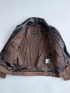 Cruze Brown Pure Leather Jacket (Black Leather Collar) (L)