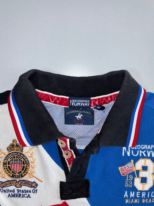 Geographical Norway | “America” Colorblock Polo | Black/Blue/White (M)