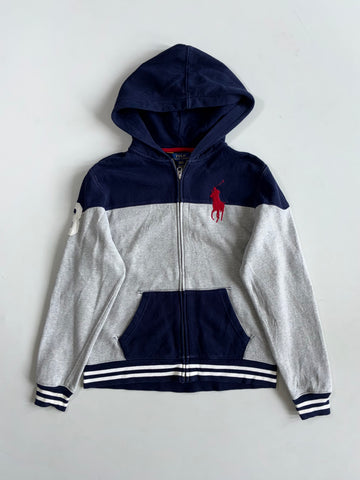 Polo Ralph Lauren | Navy Grey Big Pony Colorblock Zip Hoodie (S)